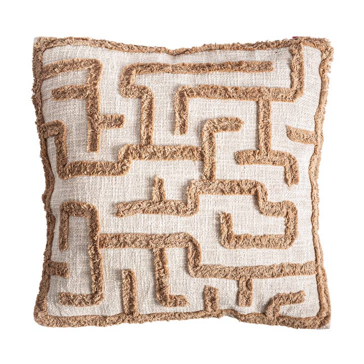 Beige cotton cushion measuring 45x10x45cm for wholesale by Kodu