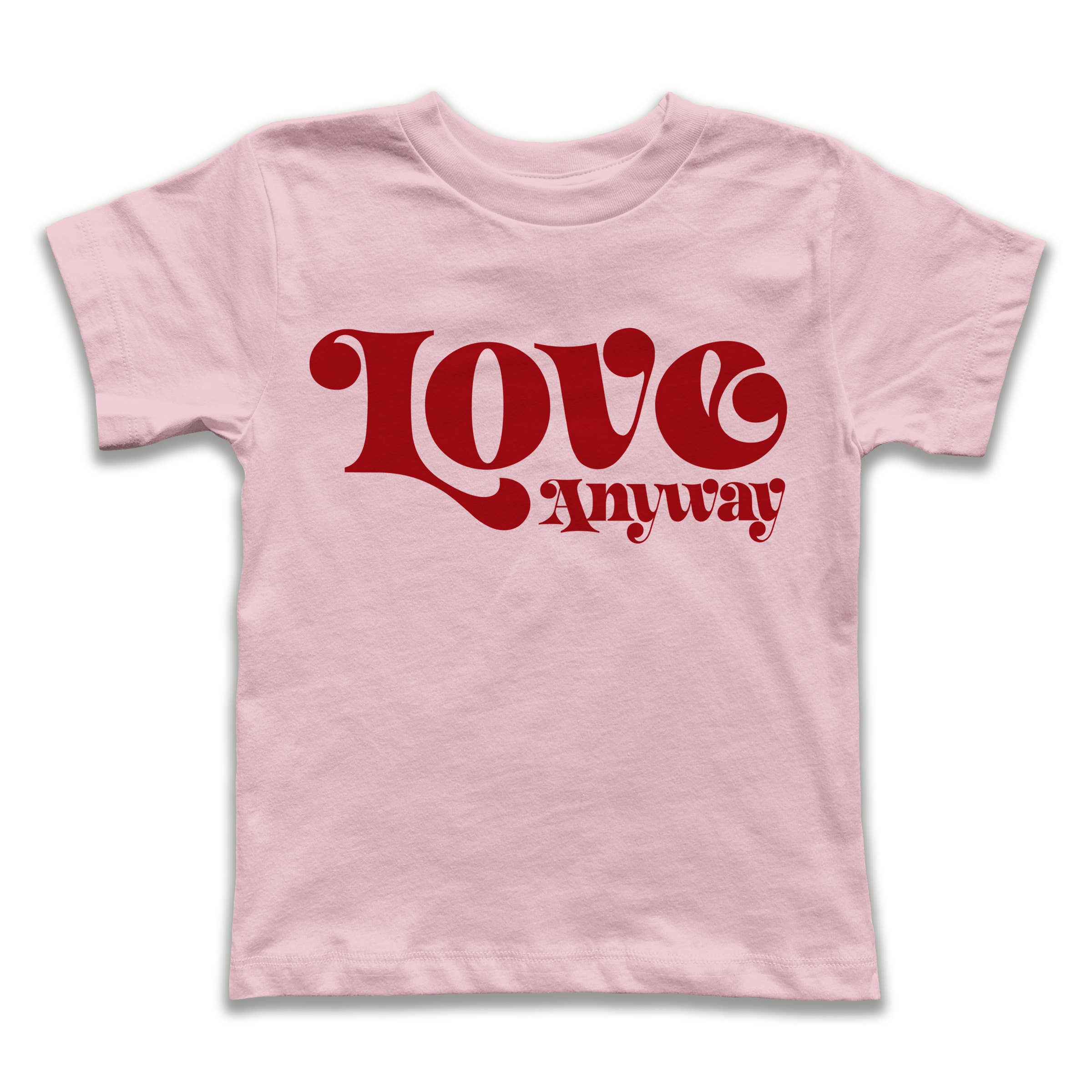 Rosa Camiseta Love Anyway (rosa) para venda a revendedores na Faire0
