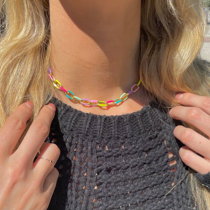 Nikki Smith Designs – wholesale Link & chain necklace – Pippa Multicolor Necklace1