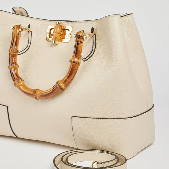 Voemièn - Wholesale Top Handle Bag - Women's - Bamboo Babe Bag in Beige Dollar Leather4