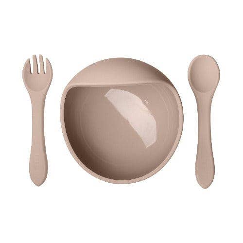 Loo.Up Italy – wholesale Matningsset - Baby – Prima pappa-set – skål med sugpropp och bestick – beige1