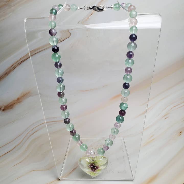 Gemstone Necklace: Fluorite with Pendant for wholesale by Thorneapple Designs