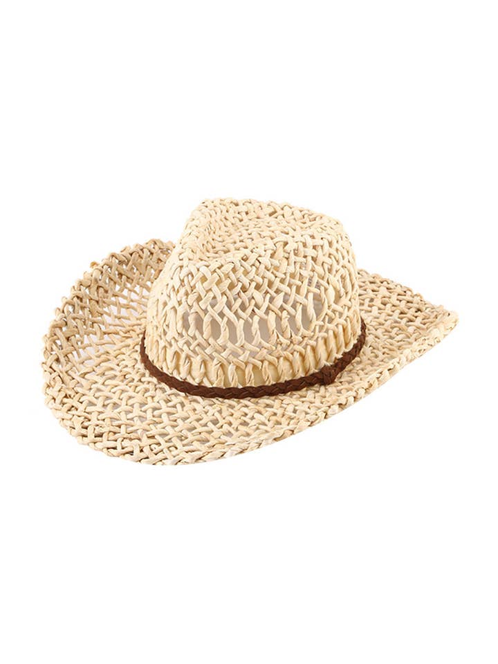 Sombrero vaquero de paja de tejido abierto para venta al por mayor de Embellish Your Life