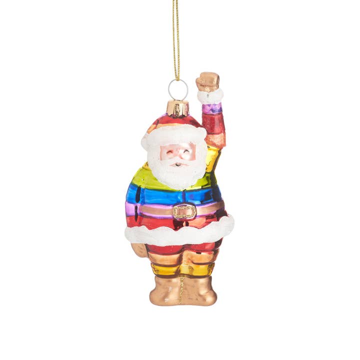 Rainbow Santa Shaped Bauble for wholesale by Sass & Belle Europe