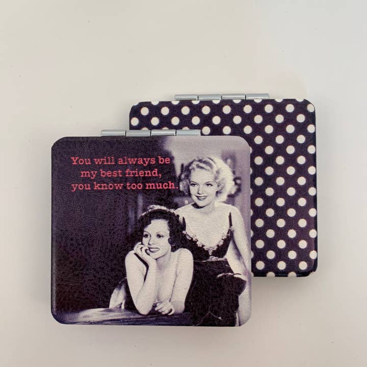 CMIR-MUCH compact mirror know too much for wholesale by My Favorite Things