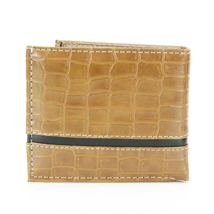 Leather Impressions Inc - Wholesale Wallet - Men's - Crocodile Embossed Vegan Wallet with Solid Band VL 90413