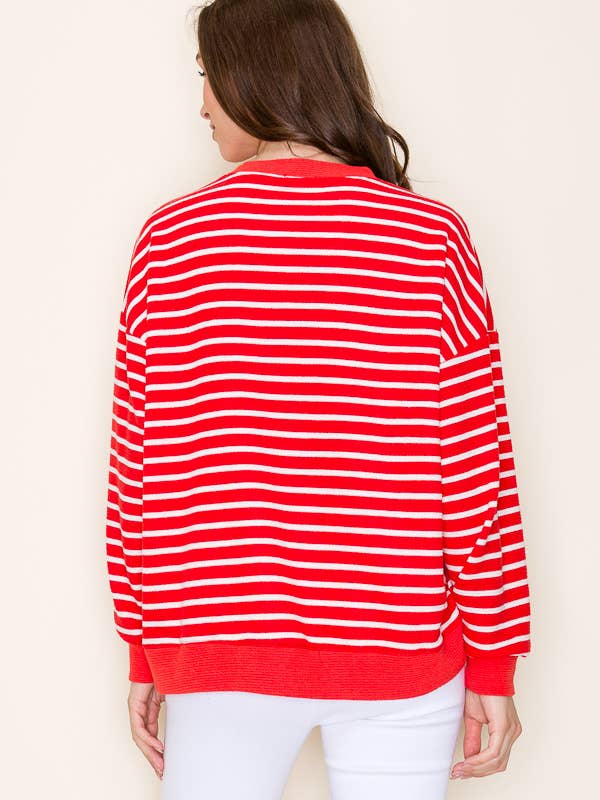 Tres Bien, Inc - Wholesale Sweatshirt - Women's - ROUND NECK CLOUDY KNIT STRIPE SWEATSHIRT12