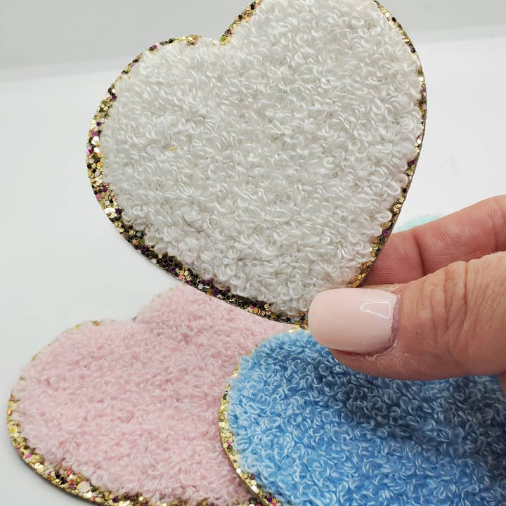 Properly Marked - Wholesale Patch - Chenille Heart ~ Large {Pastels}