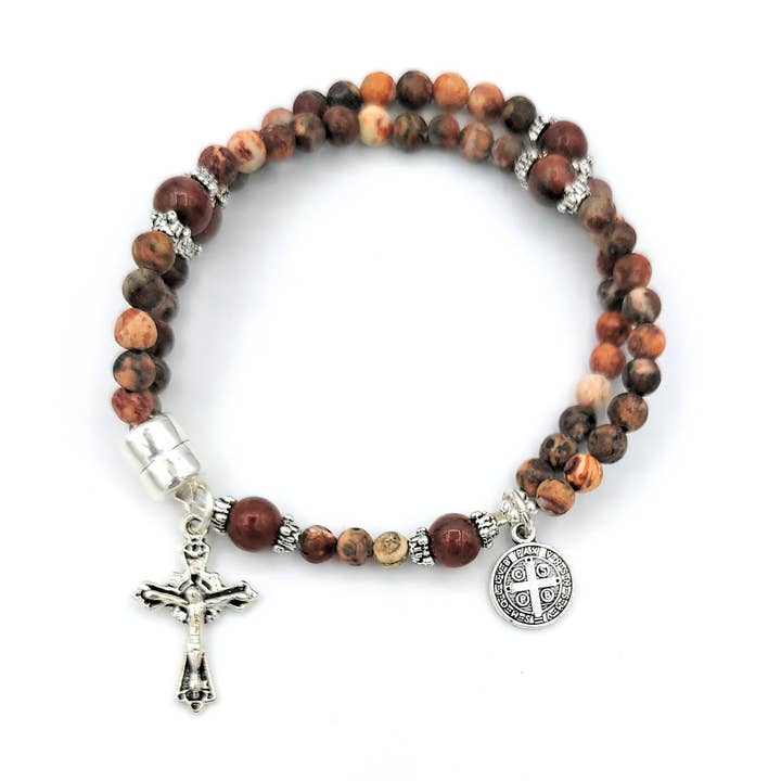 Vista Peacock Jasper Wrist Rosary for wholesale by MG Rosary