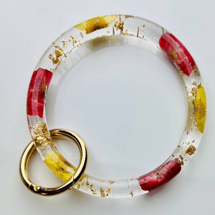 Blooming Roses & Sunflower Keychain Bangle Bracelet Only for wholesale by Shop Drip Express