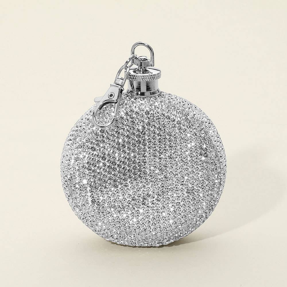 Sensibling Corp. - Wholesale Flask - 3oz Bling Studded Stainless Steel Round Flask0