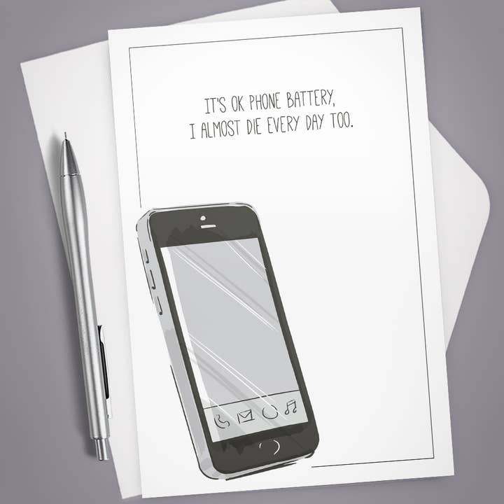 Greeting Card, Cell Phone Almost Die Every Day, Hilarious for wholesale by Vintage Wit