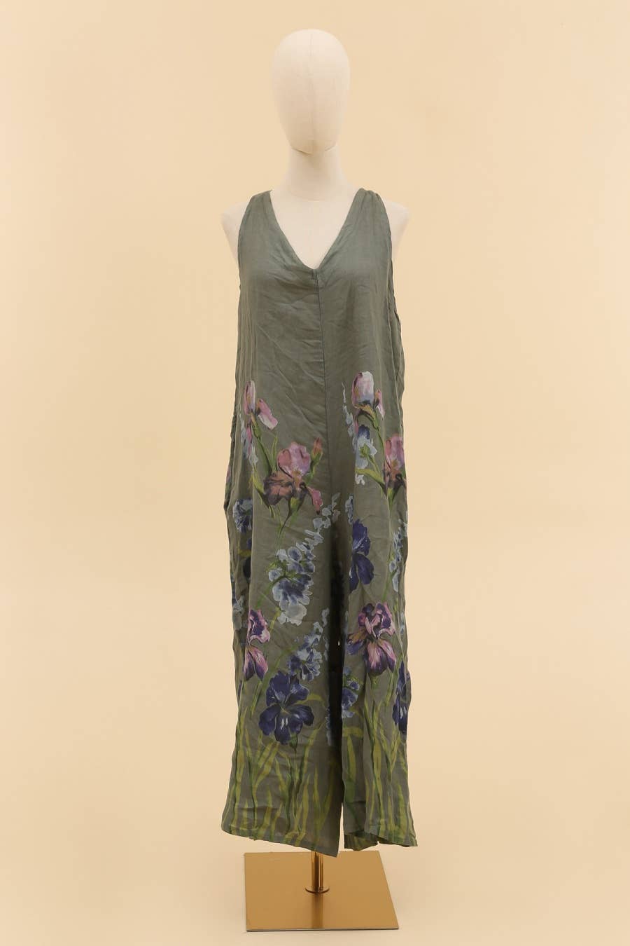 LÉA & LUC - Vente Combinaison – femme - combi  imprimé fleur en 100% lin REF. 386218