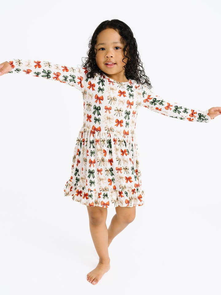 Holiday Bows Bamboo Dress for wholesale by Little One Shop