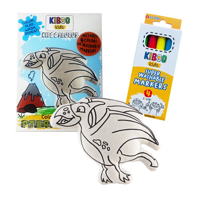 Kiboo Kids – wholesale Målarbok - Barn och baby – Pterodactyl | Dinosaur leksak för färgning | Kiboosaur