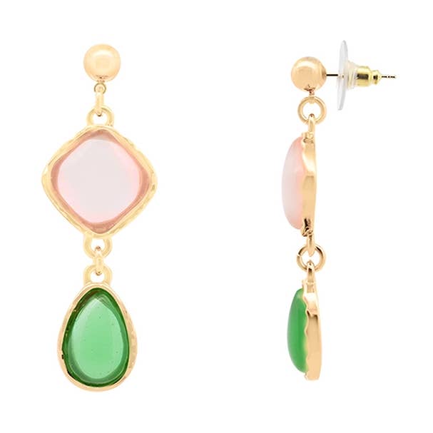 AMORINO SRL - Wholesale Dangle Earrings - DANGLE EARRINGS WITH MULTICOLORED RESIN - S11222-1R0