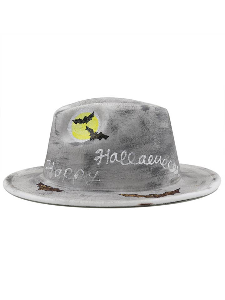 Bat Printed Wool Fedora Hat C0666 for wholesale by Ole