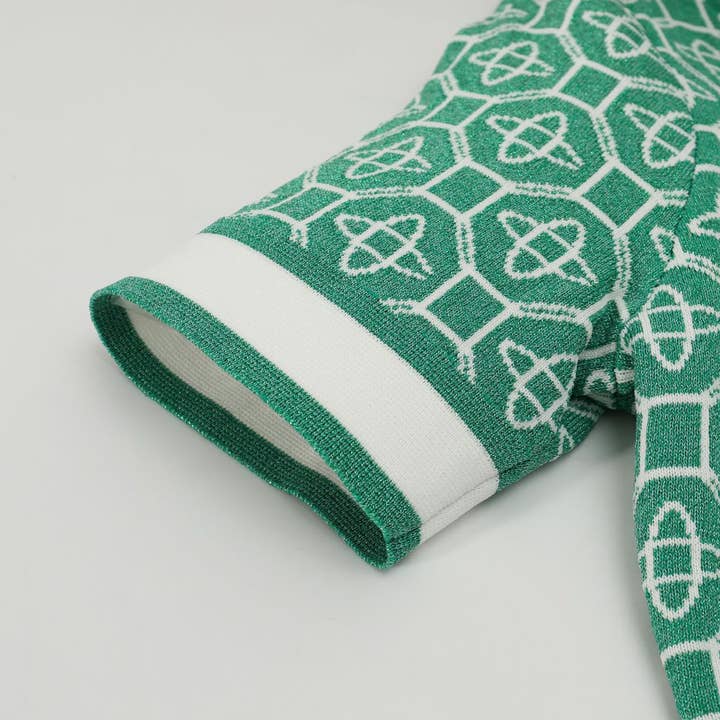 Verde Abito in Maglia 19Y con Bottoni di Perla e Finto Colletto Polo a V in vendita all'ingrosso su Faire11