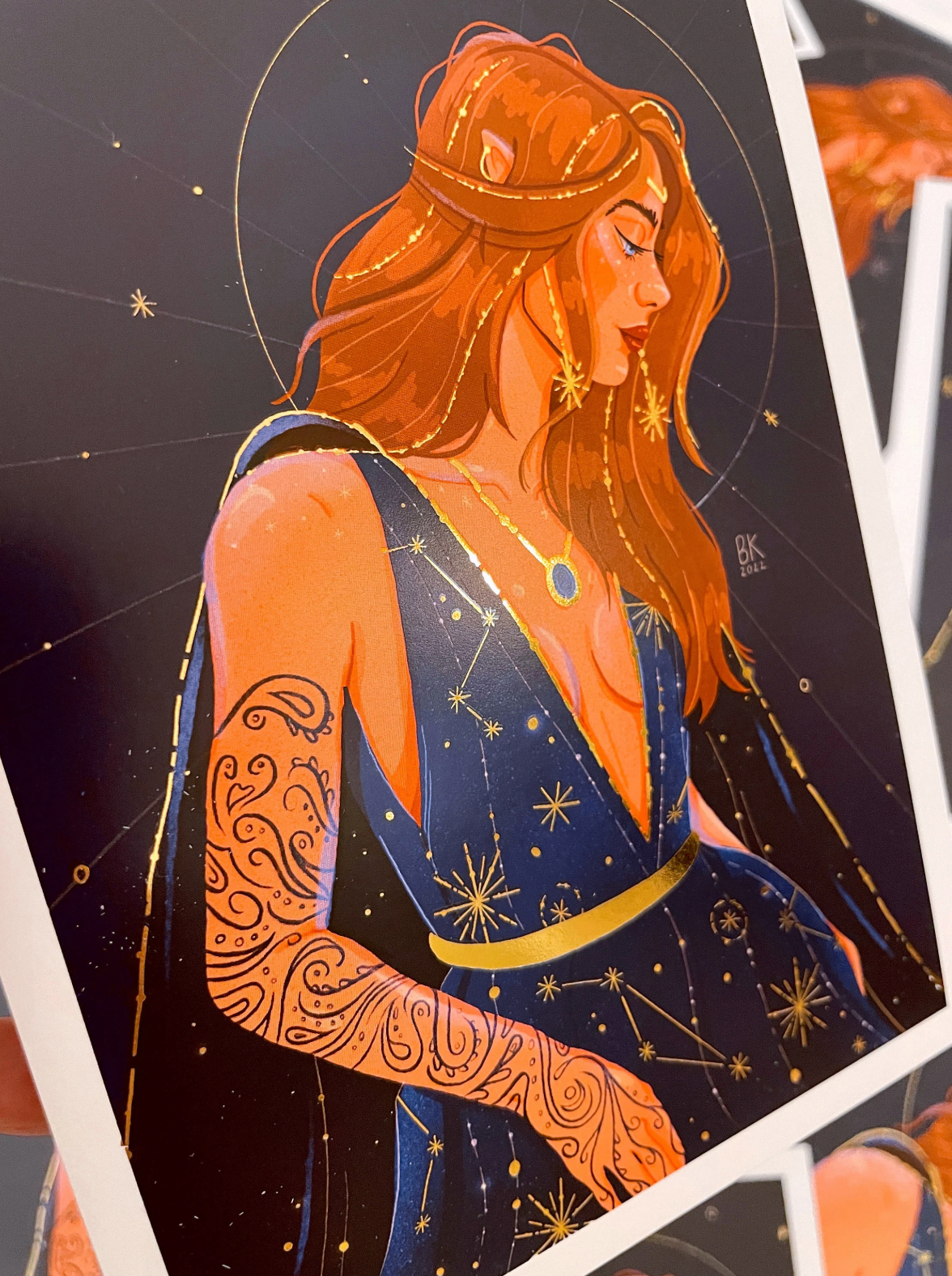 Brittany Keller Art - Wholesale Art Print - Feyre Gold Foil Print3
