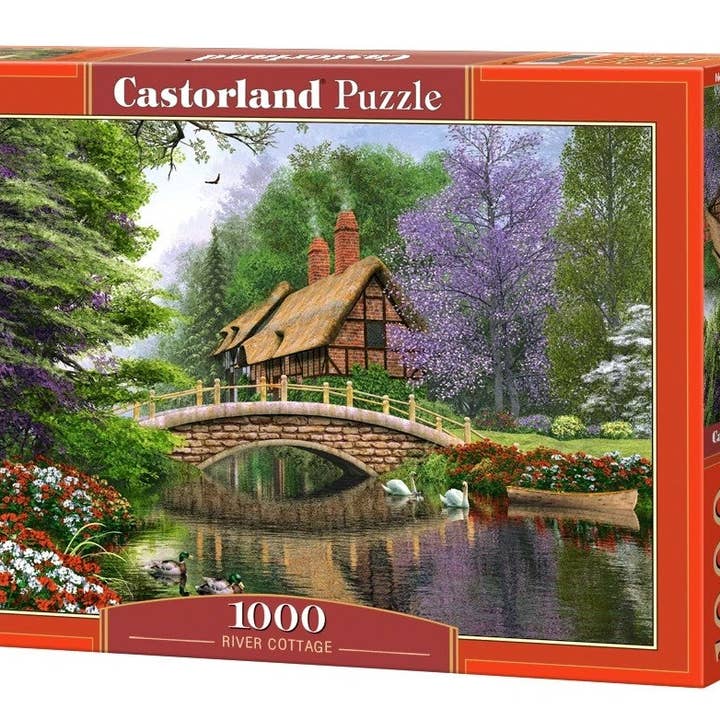Puzzle de 1000 Peças, River Cottage, Paisagem de Conto de Fadas, Flores Coloridas, Puzzle para Adultos, Castorland C-102365-2 por atacado de CASTORLAND by Bridge Toys