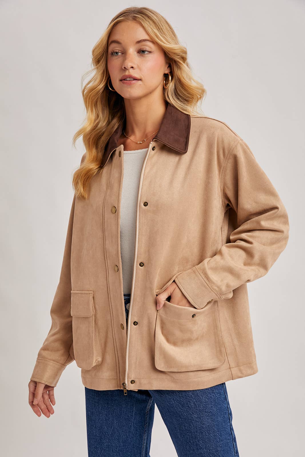 Bluivy - Wholesale Jacket - Women's - BUTTON DOWN FAUX SUEDE BARBOUR JACKET26