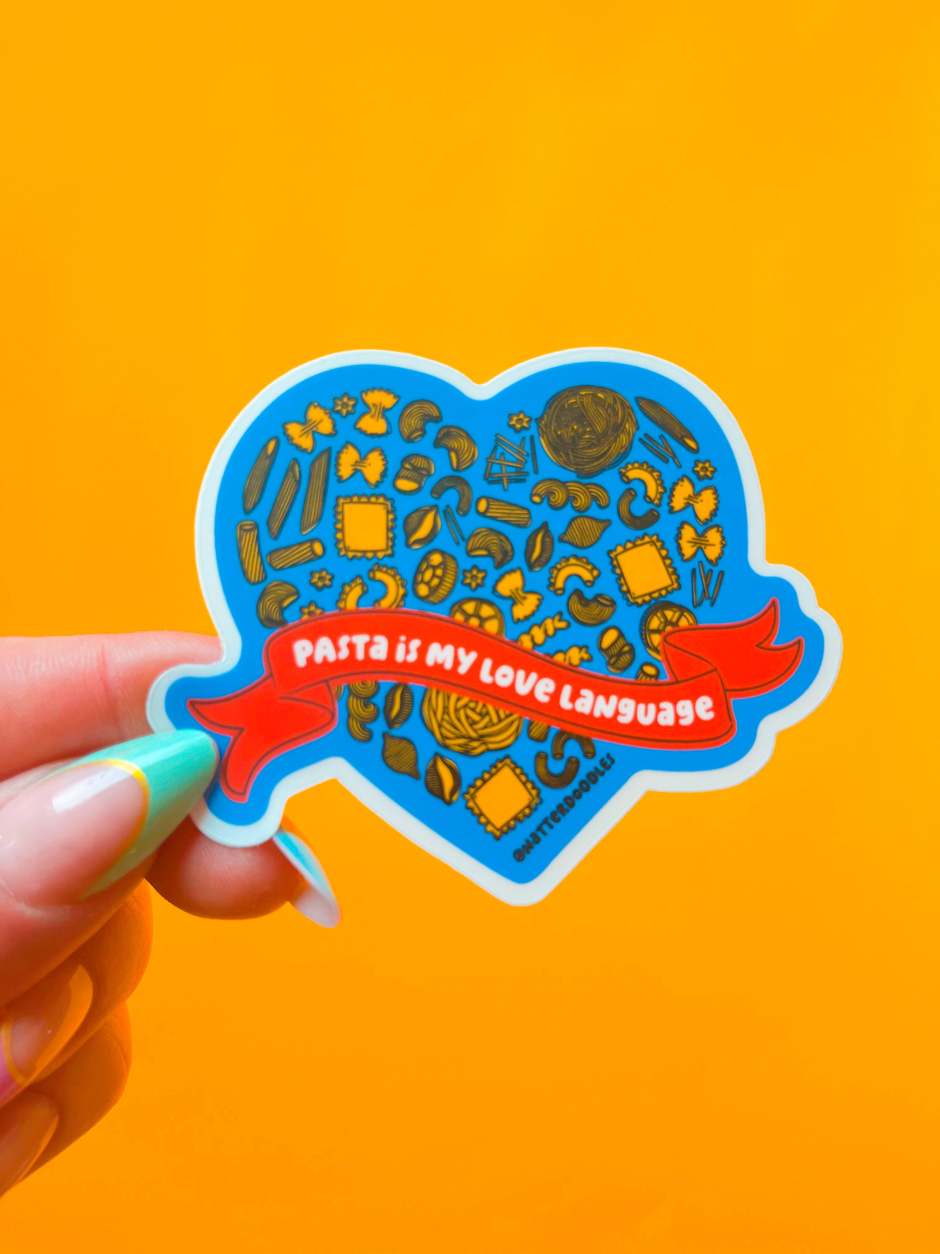 NatterDoodle - Wholesale Sticker - Pasta Is My Love Language Sticker – Heart Noodle Food Lover 5