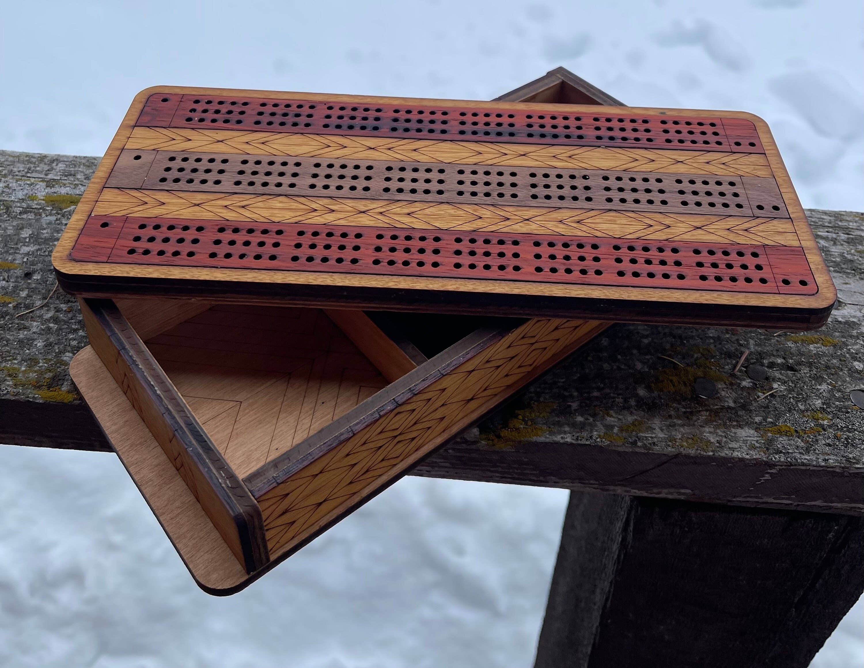 Through The Fire Design - Wholesale Board Game - Wooden Cribbage Board Game, Exotic Hardwood Inlay , Father’s2