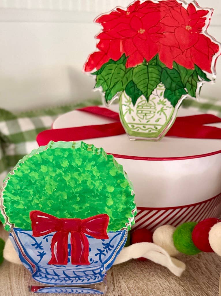 Lemondaisy Design - Wholesale Christmas Decoration - Acrylic Block Chinoiserie Christmas Boxwood2