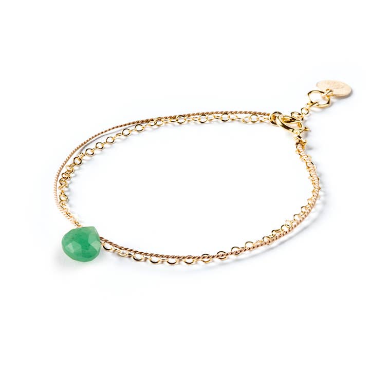 Bracciale in Oro e Seta con Avventurina Verde per la vendita all'ingrosso da parte di Wanderlust Life