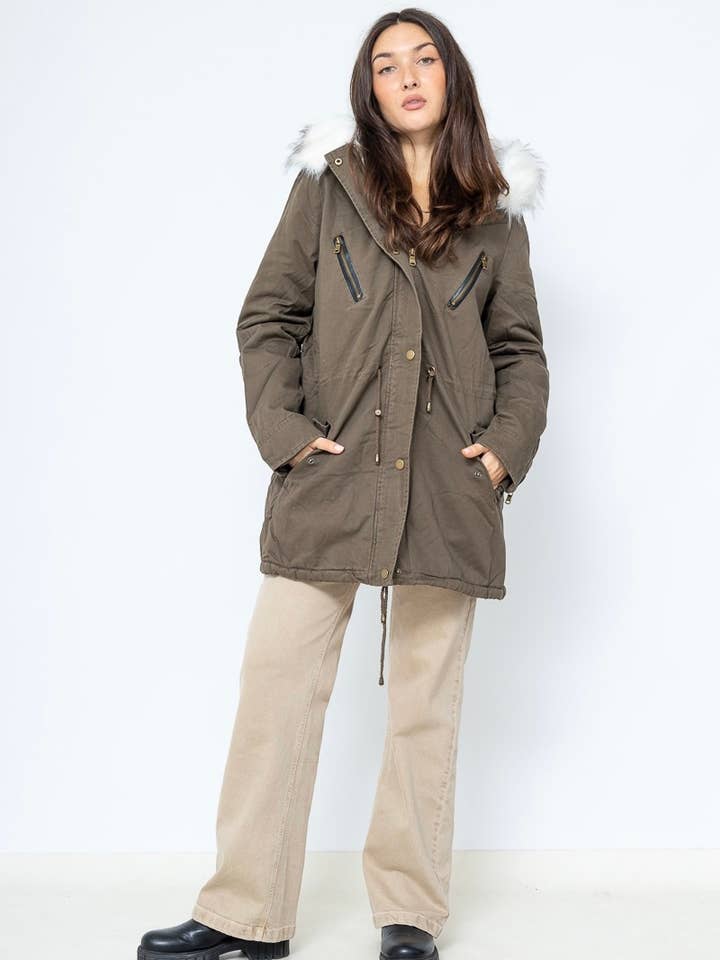 WOMEN'S FAUX FUR PARKA, FALL WINTER CLOTHING 622 for wholesale by LINEN & COTTON HOUSE