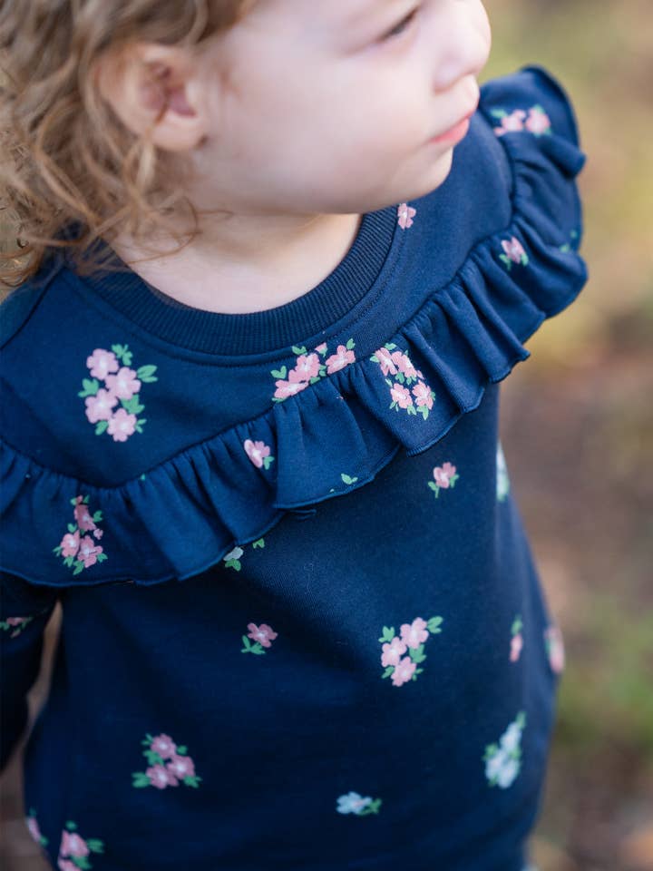 Blue Girls Ready To Bloom Ruffle Long Sleeve Jogger Set for wholesale on Faire