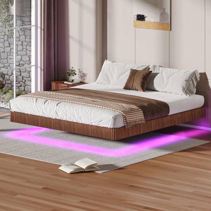 Floating Bed Frame with LED Lights 2 Sizes and 2 colors for wholesale by 39F Inc.