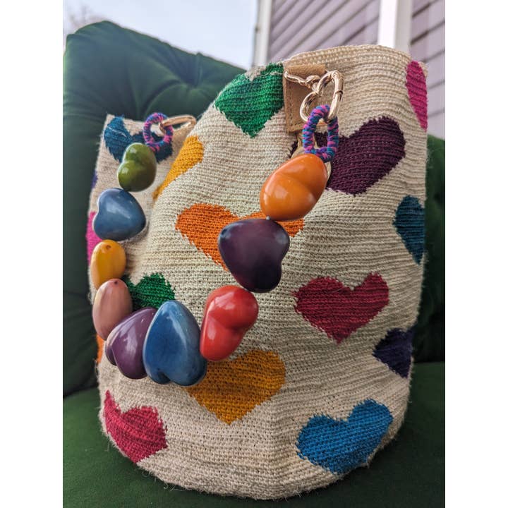 ACHACHAY - Wholesale Crossbody Bag - Women's - Heart Motif Hand-Embroidered Shigra