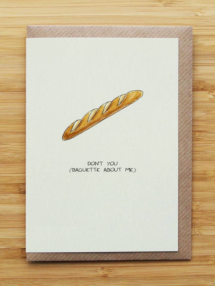 Baguette Card - French Food - Cute - Recycled Card for wholesale by RossJDesigns