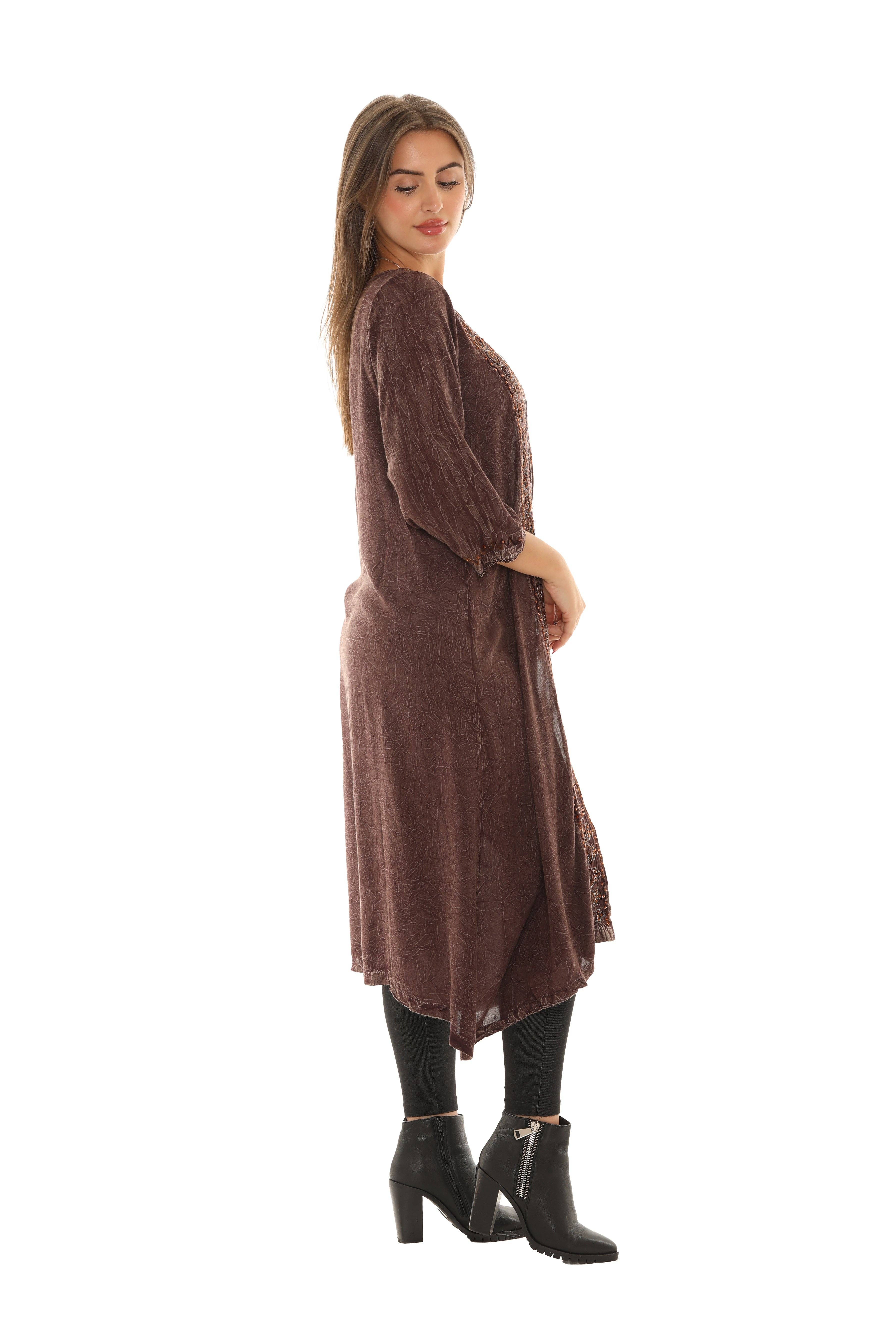 Shoreline Wear. INC - Wholesale Kimono - Women's - Sequin-Accent Embroidered Three-Quarter Sleeve Duster2