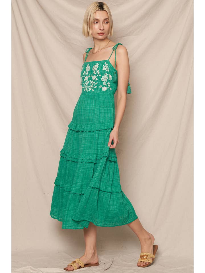 En Crème - Wholesale Dress - Women's - Tie Shoulder Embroidered Dress 9