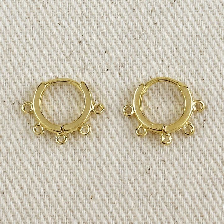 18k Goud Gevulde Oorbellen Eenvoudige Klaphaak met 4 Oogjes voor wholesale door GoldFi