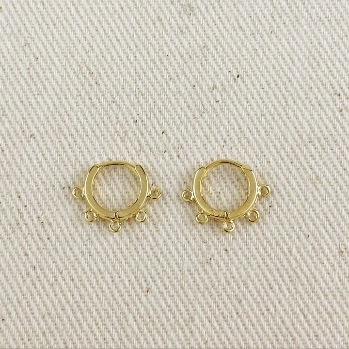 18k Gold Filled Earrings Plain Lever-back with 4 Jump Rings for wholesale by GoldFi