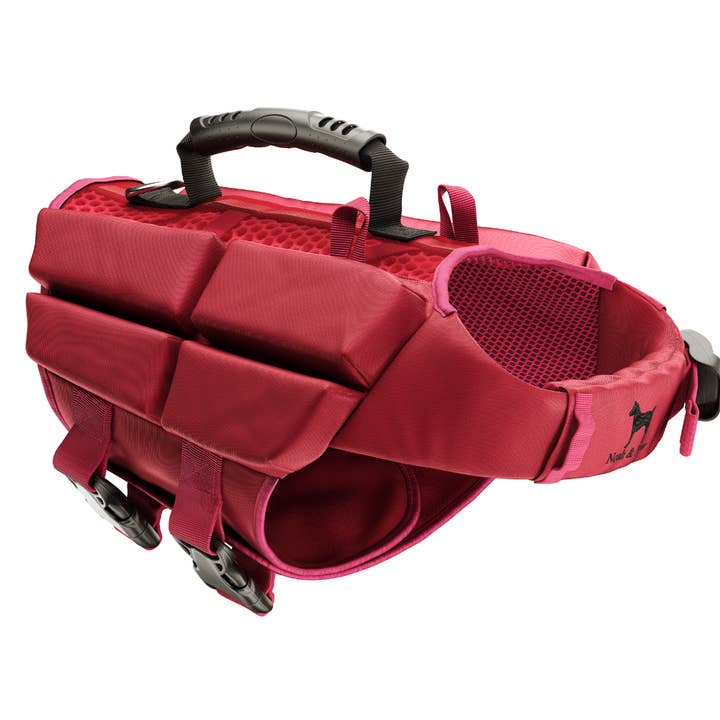 Human Standards Dog Lifejacket Design with 4x Foam Support for Max Floating - Red for wholesale by NOAH AND PAW LLC