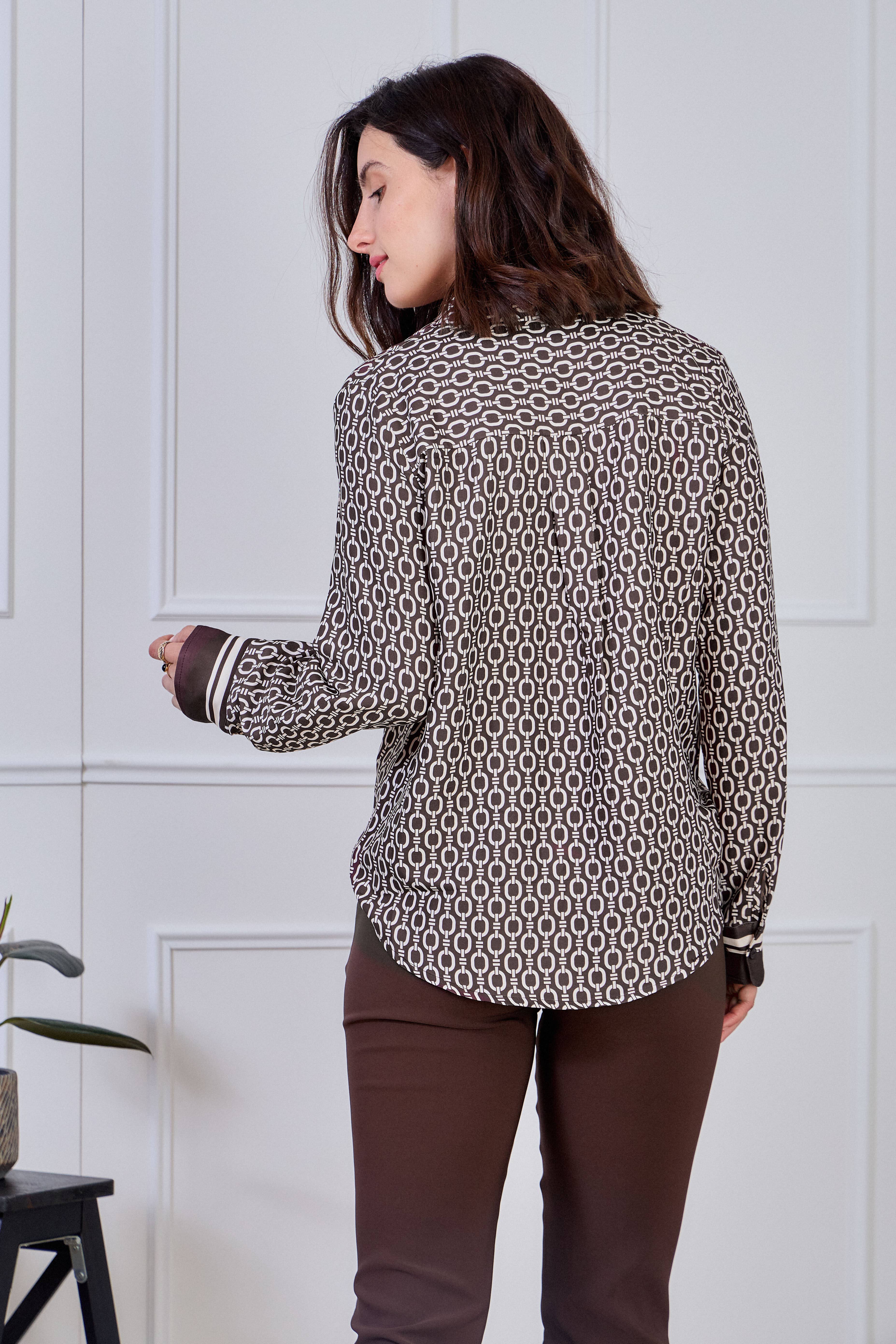 LULUMARY - Wholesale Overhemd met knopen - Dames - Kettingprint overhemd CH352A11