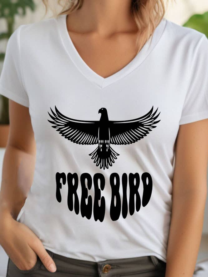 Free Bird, t-shirt unisexe à col en V pour la vente par Top Avenue
