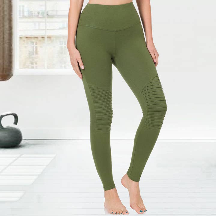 42POPS - Wholesale Athletic/Lounge Leggings - Women's - `.SI-16470 Premium Cotton Tummy Control Moto Leggings