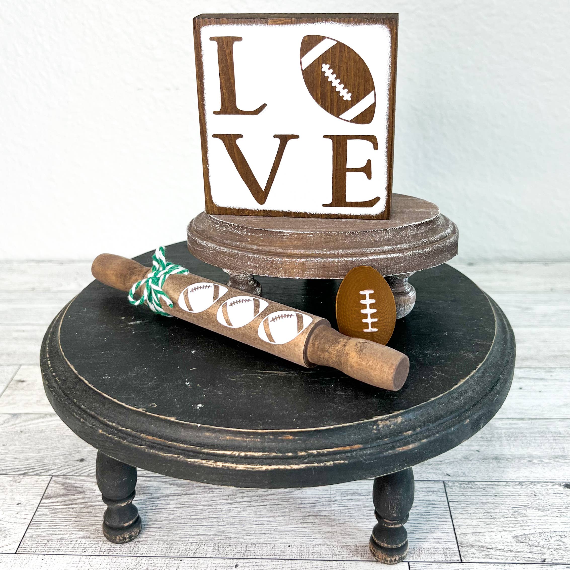 Ruaille Buaille Co - Wholesale Sign - Mini football sign | Farmhouse tiered tray | Fall home decor9