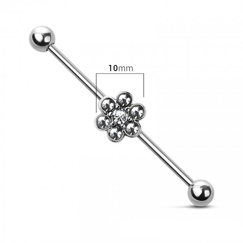 CRAVE – wholesale Nose ring – 316L SURGICAL STEEL GEM FLOWER INDUSTRIAL BARBELL1
