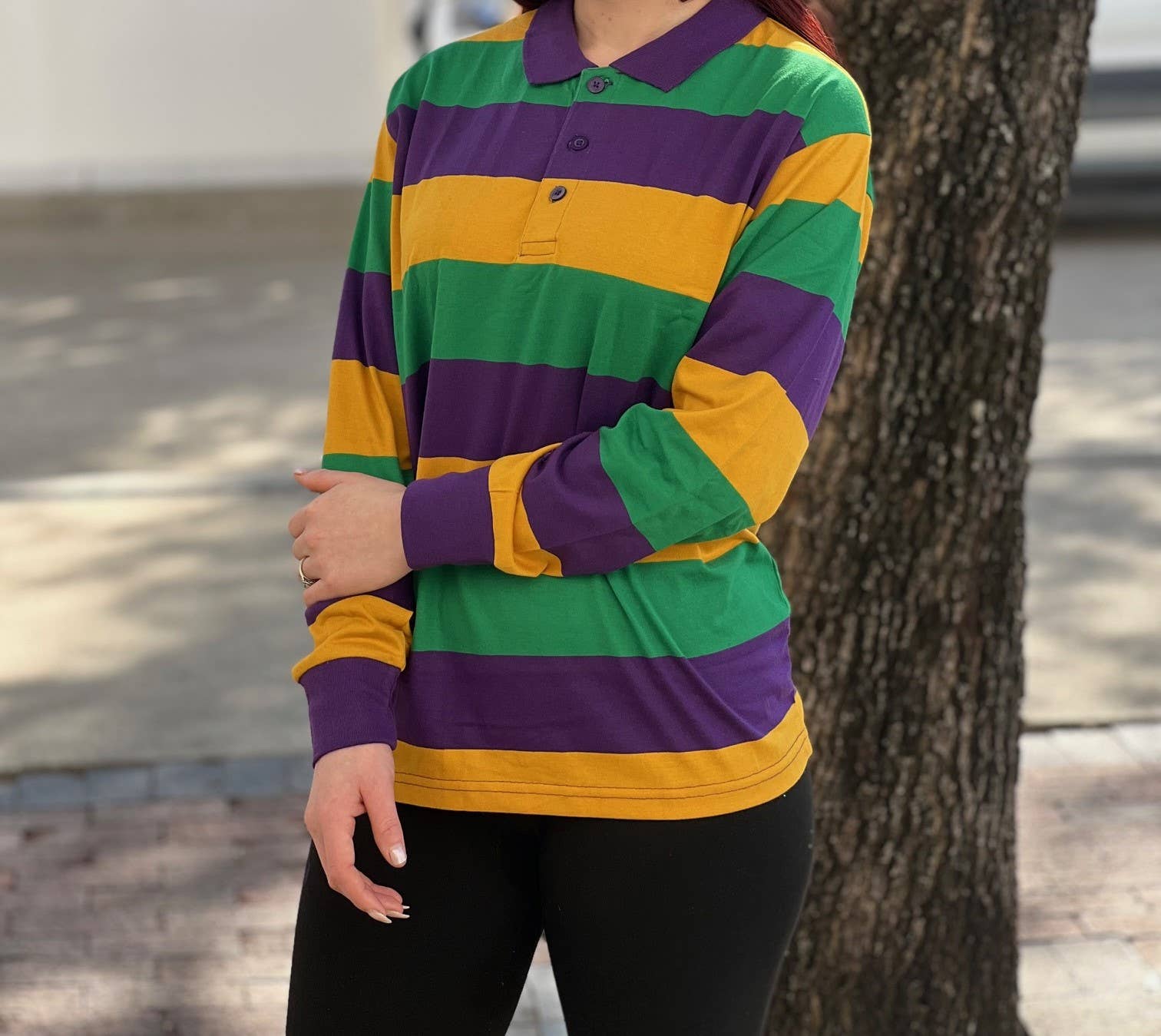 KAPLIN INC dba mardigrasbazaar - Wholesale Polo - Unisex - Adult MG Rugby Shirt (Horizontal Stripes, LS) # 1022