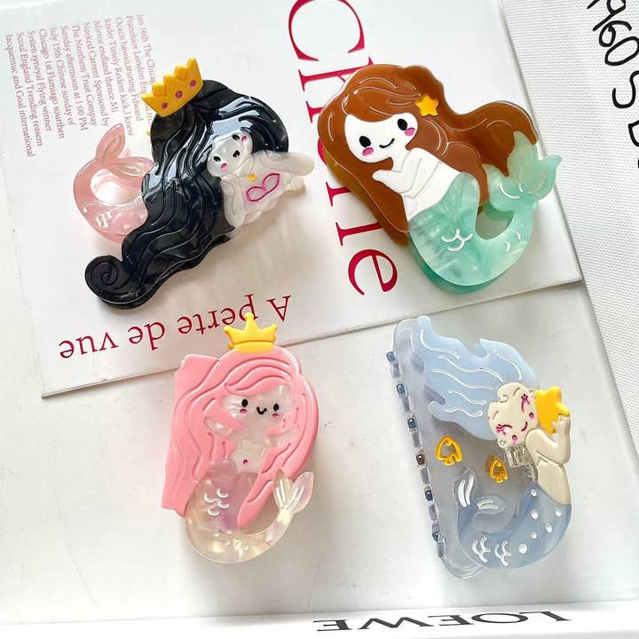 Pince à cheveux en acétate sirène dessin animé pour la vente par SoapElenGlen