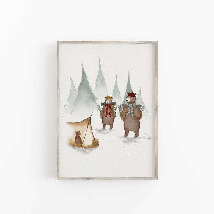 Impressão Artística de Acampamento da Família Urso para Quarto de Criança por atacado de Urchin Bay