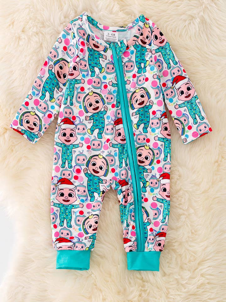 ❄️Character printed baby onesie w/ zipper. RPB40268 for wholesale by Kids Charm Online