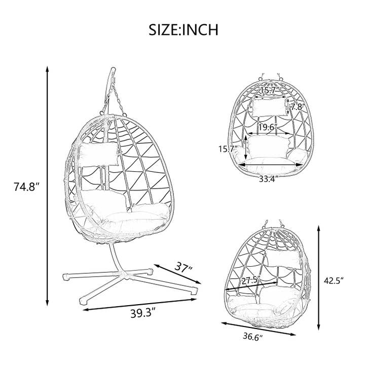 39F Inc. - Wholesale Egg Chair - Egg Chair with Stand, Indoor/Outdoor Wicker Swing Chair14