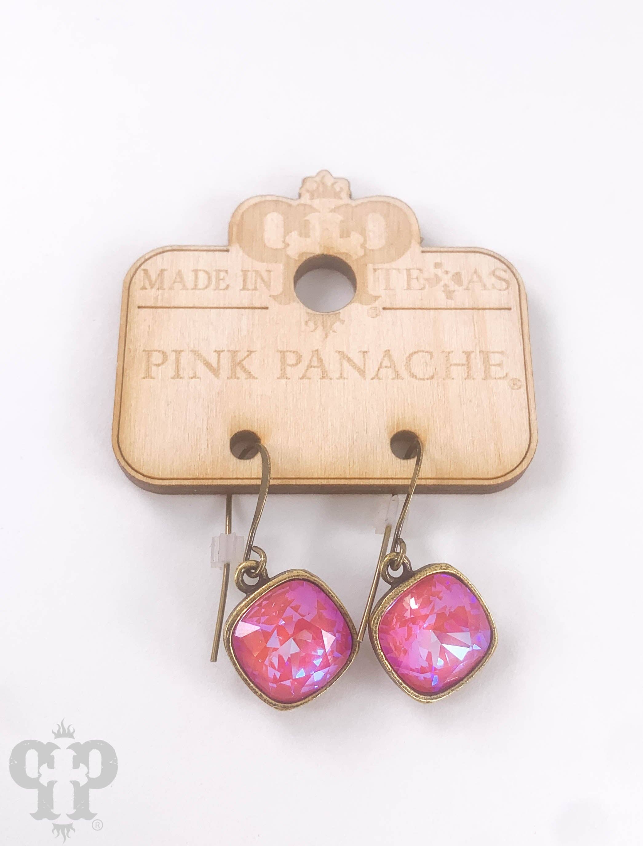 Pink Panache Brands - Wholesale Dangle Earrings - Austrian square crystal hook earring, 12mm10